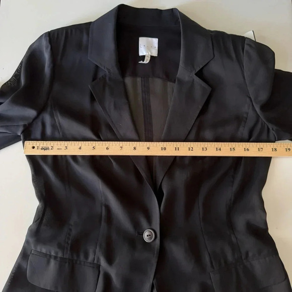 Leith Silk Sheer Long Single Button Blazer with Shoulder Pads Women’s size Small - Picture 14 of 14
